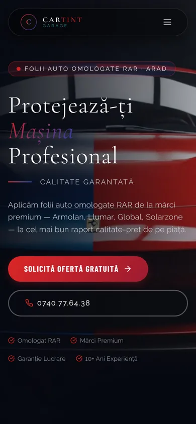 CartInt Garage — versiunea de telefon